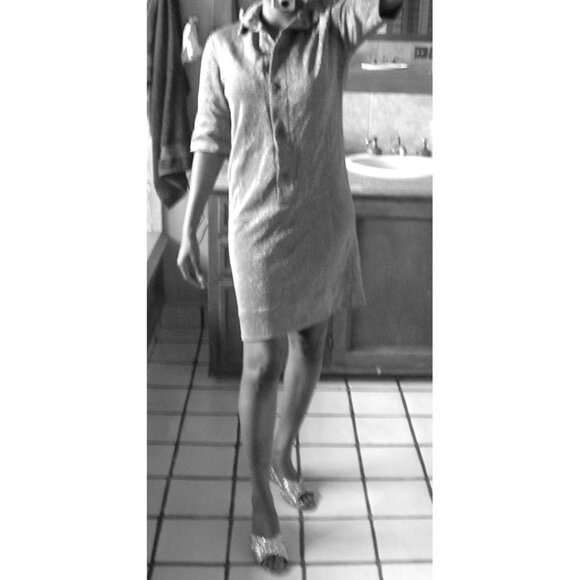 rudi gernreich dress gold mod metallic 1960s vintage size medium - Picture 5 of 5